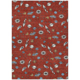 3' X 5' Red And Ivory Animal Print Washable Indoor Outdoor Area Rug