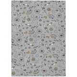 3' X 5' Silver And Gray Animal Print Washable Indoor Outdoor Area Rug