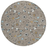 8' Taupe And Gray Round Animal Print Washable Indoor Outdoor Area Rug
