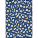 3' X 5' Navy Blue And Ivory Geometric Washable Indoor Outdoor Area Rug