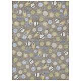 5' X 8' Taupe And Beige Geometric Washable Indoor Outdoor Area Rug