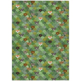 3' X 5' Green And Olive Green Cactus Washable Indoor Outdoor Area Rug