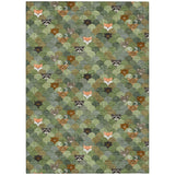 3' X 5' Olive Green And Fern Green Cactus Washable Indoor Outdoor Area Rug
