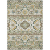 3' X 5' Green And Gold Cactus Washable Indoor Outdoor Area Rug