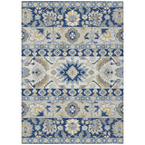 5' X 8' Navy Blue And Ivory Cactus Washable Indoor Outdoor Area Rug