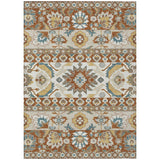 5' X 8' Orange And Gold Cactus Washable Indoor Outdoor Area Rug
