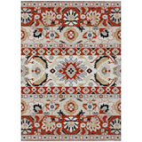 3' X 5' Red And Ivory Cactus Washable Indoor Outdoor Area Rug