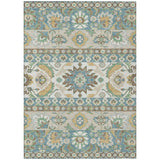 3' X 5' Teal Blue And Ivory Cactus Washable Indoor Outdoor Area Rug