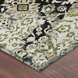 5' X 8' Black And Beige Geometric Washable Indoor Outdoor Area Rug