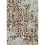 3' X 5' Chocolate And Ivory Geometric Washable Indoor Outdoor Area Rug