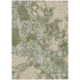 3' X 5' Fern Green And Ivory Geometric Washable Indoor Outdoor Area Rug