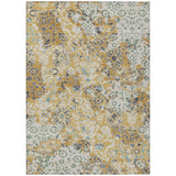 3' X 5' Gold And Ivory Geometric Washable Indoor Outdoor Area Rug