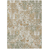 3' X 5' Ivory And Green Geometric Washable Indoor Outdoor Area Rug
