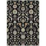 3' X 5' Black And Beige Abstract Washable Indoor Outdoor Area Rug