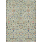 3' X 5' Green And Beige Abstract Washable Indoor Outdoor Area Rug