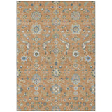 5' X 8' Copper And Green Abstract Washable Indoor Outdoor Area Rug