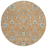 8' Copper And Green Round Abstract Washable Indoor Outdoor Area Rug