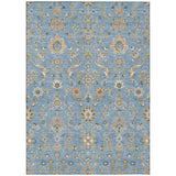 3' X 5' Denim Blue And Copper Abstract Washable Indoor Outdoor Area Rug