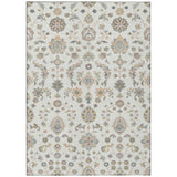 3' X 5' Ivory And Beige Abstract Washable Indoor Outdoor Area Rug