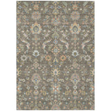 5' X 8' Taupe And Denim Blue Abstract Washable Indoor Outdoor Area Rug