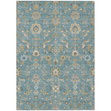 3' X 5' Teal Blue And Taupe Abstract Washable Indoor Outdoor Area Rug
