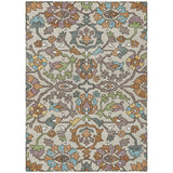 3' X 5' Beige And Orange Floral Washable Indoor Outdoor Area Rug