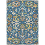 3' X 5' Blue And Brown Floral Washable Indoor Outdoor Area Rug