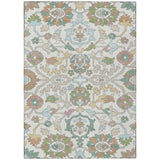 3' X 5' Ivory And Gray Floral Washable Indoor Outdoor Area Rug