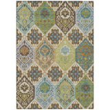 3' X 5' Beige And Brown Geometric Washable Indoor Outdoor Area Rug