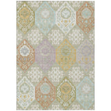 3' X 5' Green And Sky Blue Geometric Washable Indoor Outdoor Area Rug