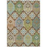 3' X 5' Chocolate And Beige Geometric Washable Indoor Outdoor Area Rug