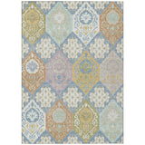 3' X 5' Denim Blue And Ivory Geometric Washable Indoor Outdoor Area Rug