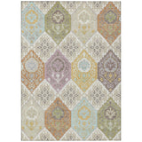 3' X 5' Ivory And Sky Blue Geometric Washable Indoor Outdoor Area Rug