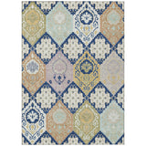 3' X 5' Navy Blue And Ivory Geometric Washable Indoor Outdoor Area Rug