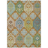 3' X 5' Orange And Brown Geometric Washable Indoor Outdoor Area Rug