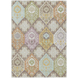 5' X 8' Taupe And Ivory Geometric Washable Indoor Outdoor Area Rug
