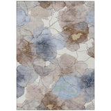 3' X 5' Khaki And Ivory Abstract Washable Indoor Outdoor Area Rug