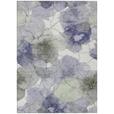 5' X 8' Lavender And Ivory Abstract Washable Indoor Outdoor Area Rug