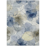 3' X 5' Navy Blue And Ivory Abstract Washable Indoor Outdoor Area Rug