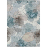 3' X 5' Teal Blue And Aqua Abstract Washable Indoor Outdoor Area Rug