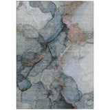 5' X 8' Blue And Gray Abstract Washable Indoor Outdoor Area Rug