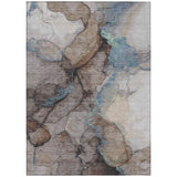 3' X 5' Taupe And Brown Abstract Washable Indoor Outdoor Area Rug