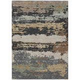 5' X 8' Charcoal And Brown Abstract Washable Indoor Outdoor Area Rug
