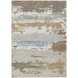 3' X 5' Ivory And Taupe Abstract Washable Indoor Outdoor Area Rug