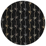 8' Black And Gray Round Southwestern Washable Indoor Outdoor Area Rug