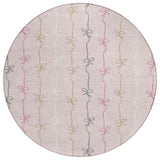 8' Pink And Gray Round Southwestern Washable Indoor Outdoor Area Rug