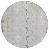 8' Silver And Gray Round Southwestern Washable Indoor Outdoor Area Rug