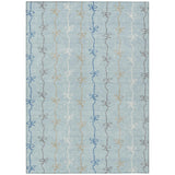 3' X 5' Sky Blue And Denim Blue Southwestern Washable Indoor Outdoor Area Rug