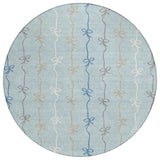 8' Sky Blue And Denim Blue Round Southwestern Washable Indoor Outdoor Area Rug