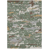 3' X 5' Green And Beige Abstract Washable Indoor Outdoor Area Rug